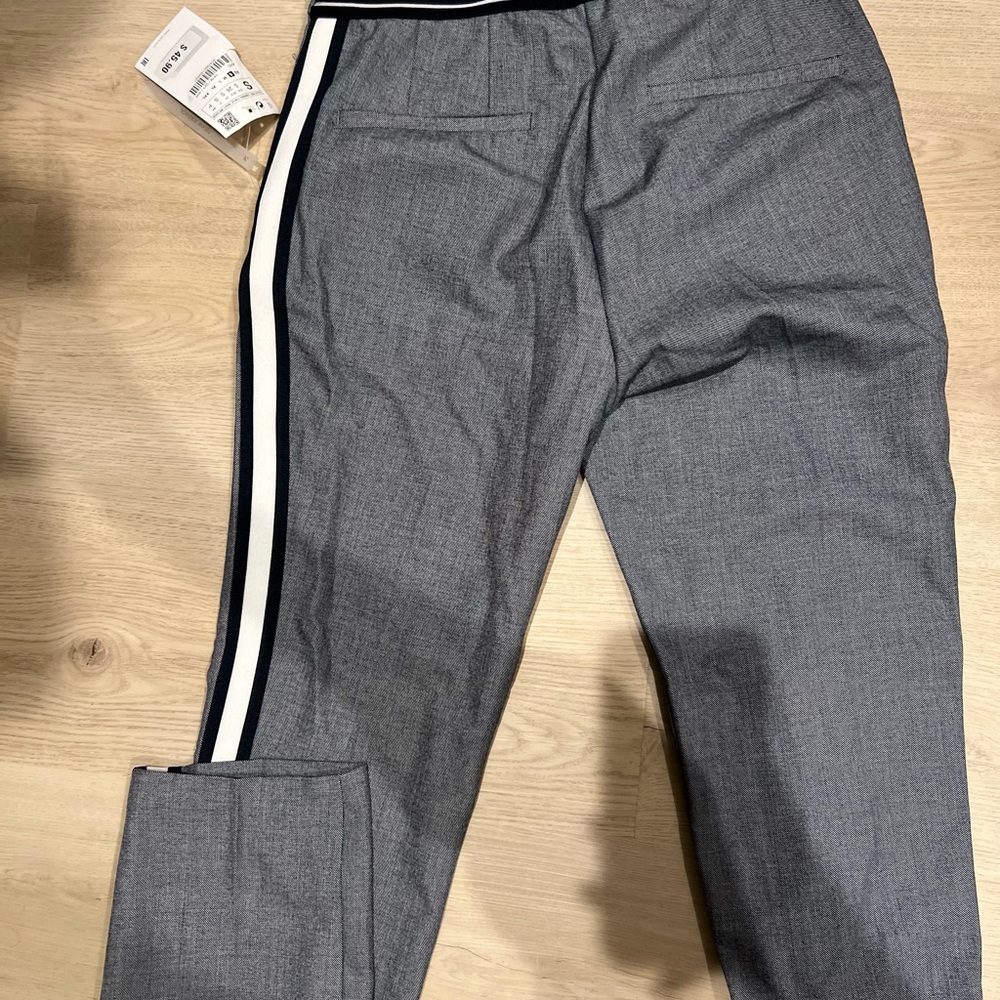 Zara Gray and White Chinos with Side Stripe